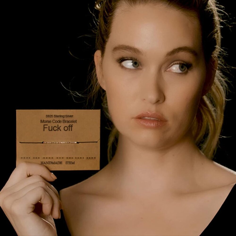 Unique Sterling Silver Morse Code Bracelet With E… - image 2